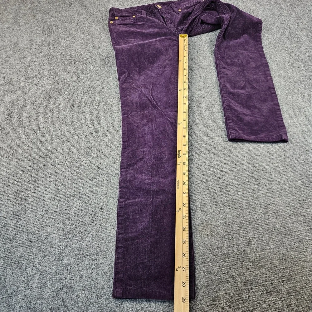 Tory Burch Super Skinny Corduroy Pants Purple Plum Gold Logo Size 25